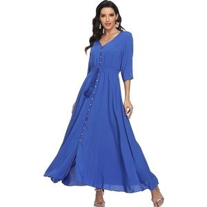 Blue Maxi Fit and Flare Dress